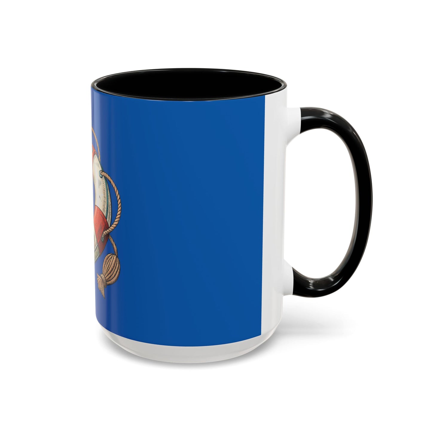 Lifesaver Accent Coffee Mug - Nautical Gift, Beach Decor, Sailor's Coffee Cup, Ocean Lover Mug, Summer Vibes