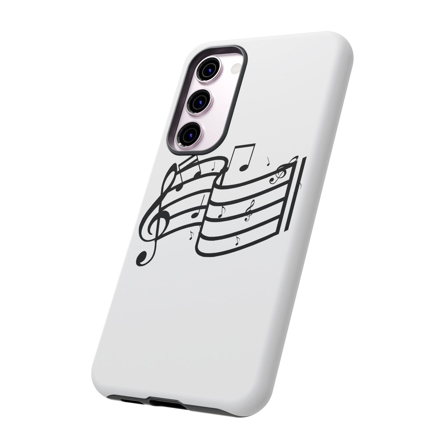 Musical Notes Phone Case — Black Treble Clef Music Staff Tough Case