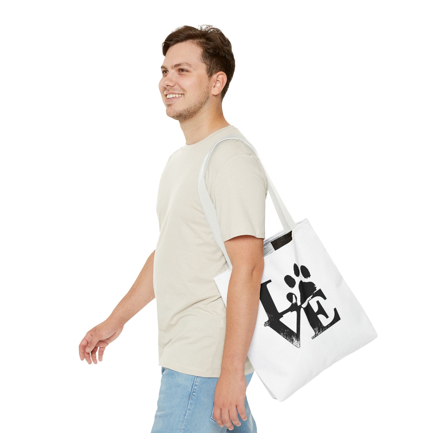 Love Paw Print Tote Bag, Pet Lover's Gift, Eco-Friendly Shopping Bag, Animal Rescue Fundraiser, Personalized Pet Tote