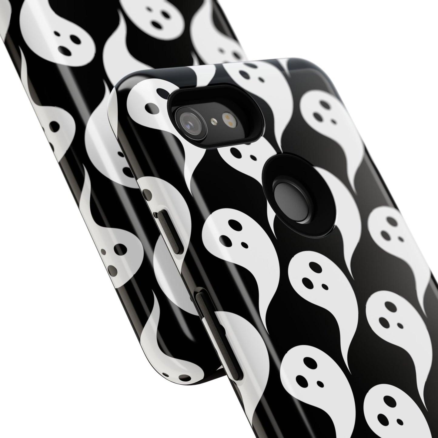 Ghost Pattern Phone Case, Cute Ghost Cell Phone Cover, Halloween Accessory, Spooky Gift, Black and White Phone Case
