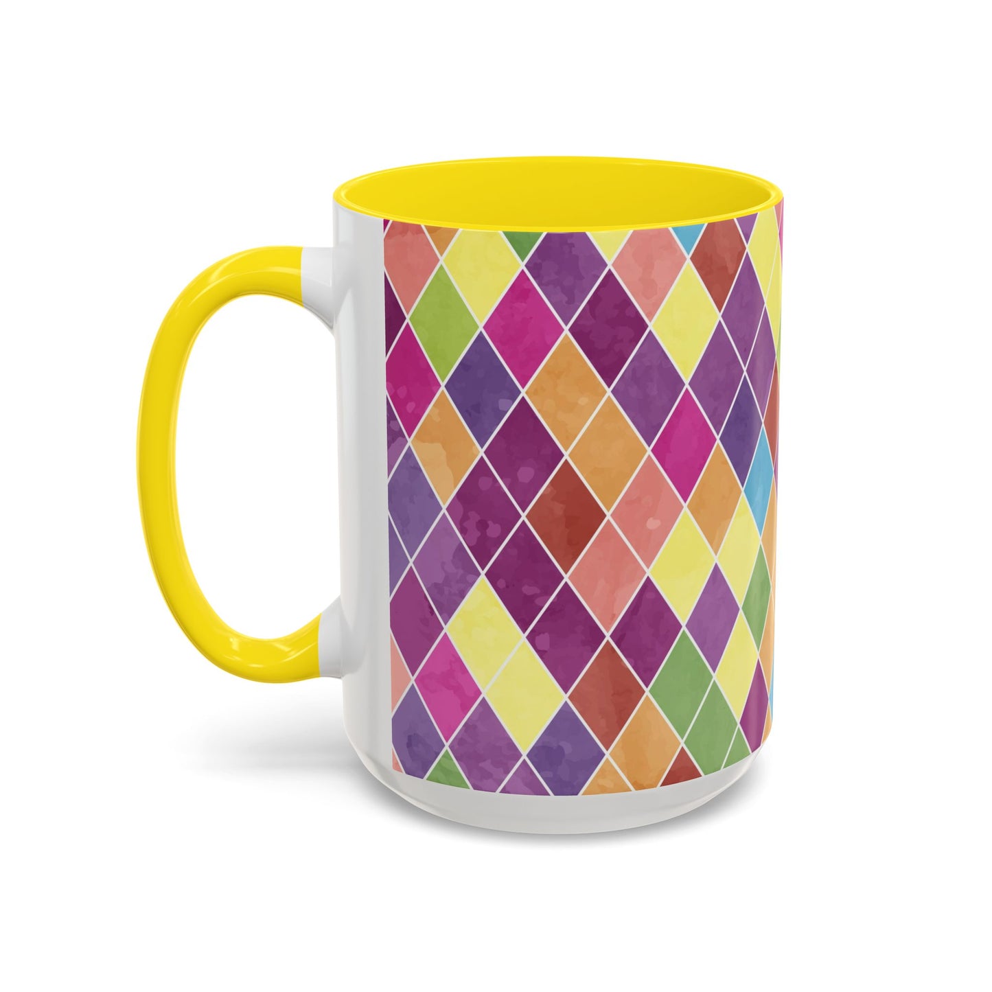 Colorful Diamond Pattern Coffee Mug, Coffee Lover Gift, Bright Kitchen Decor, Artistic Mug, Vibrant Drinkware