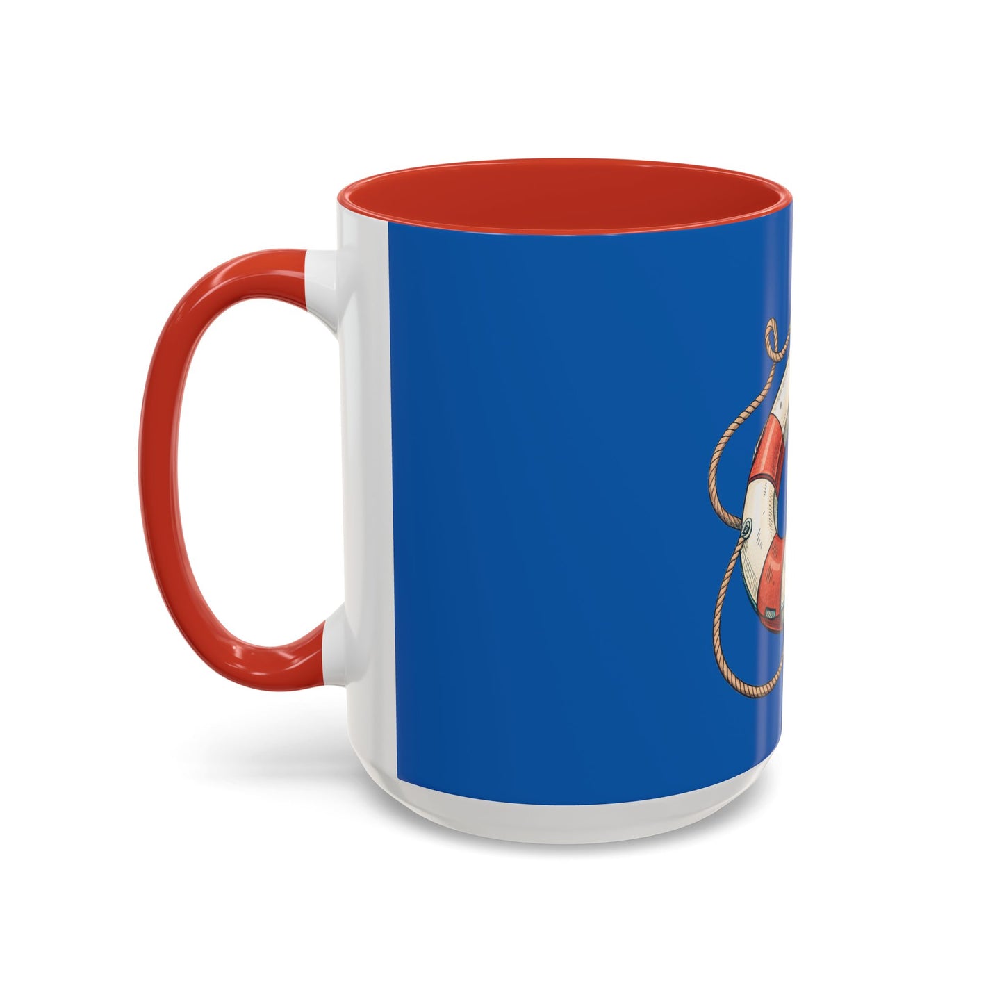 Lifesaver Accent Coffee Mug - Nautical Gift, Beach Decor, Sailor's Coffee Cup, Ocean Lover Mug, Summer Vibes