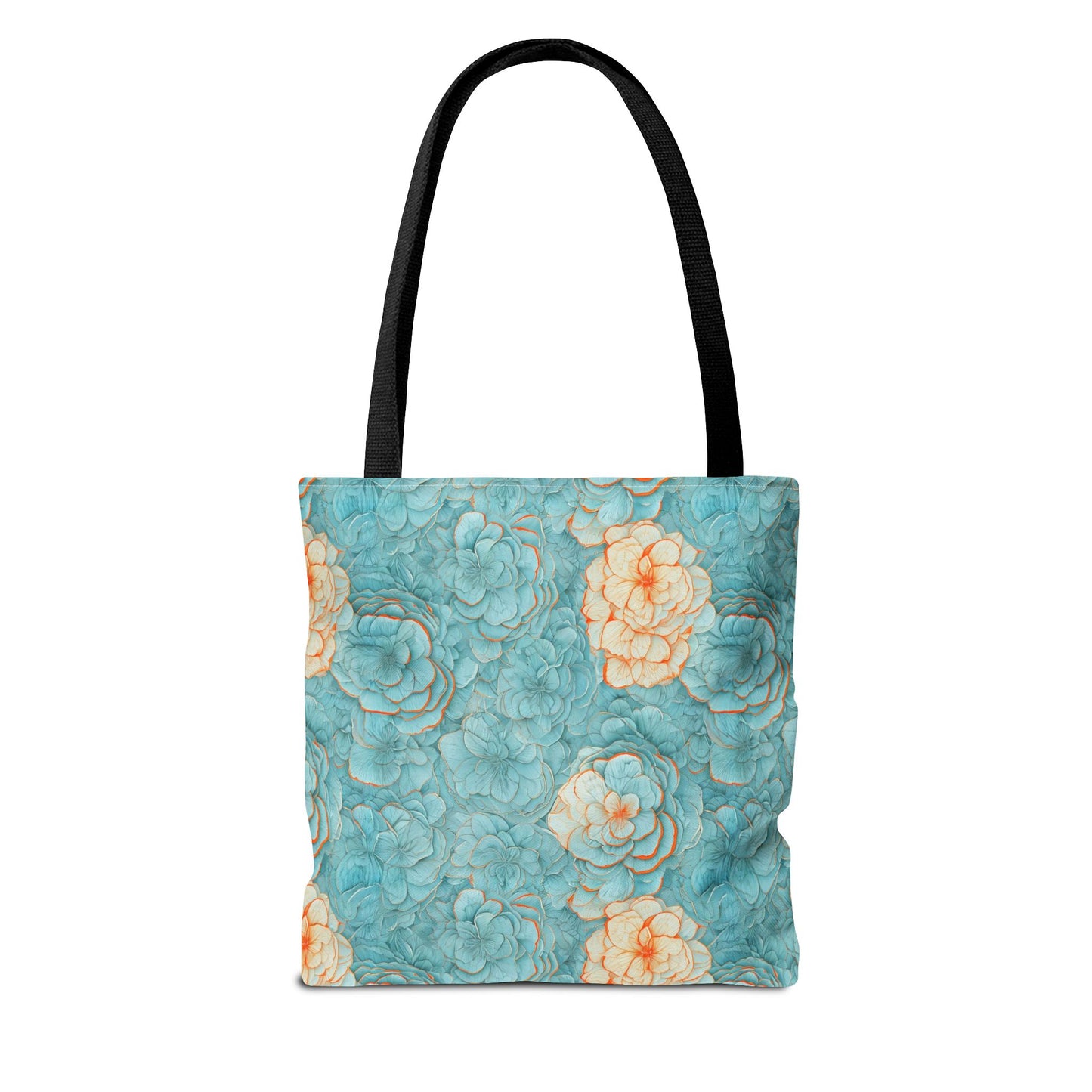 Floral Watercolor Tote Bag — Teal Succulent Pattern