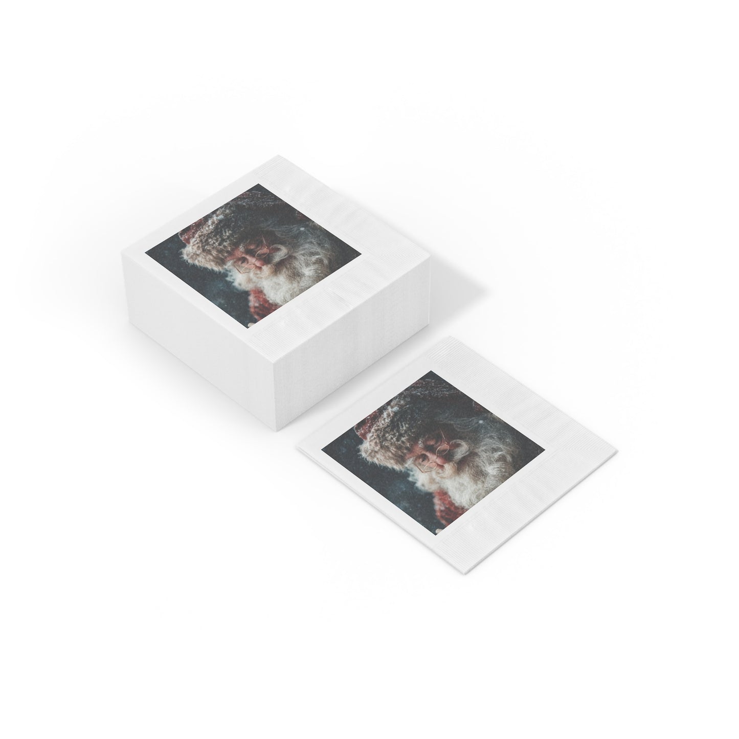 White Coined Napkins- Santa
