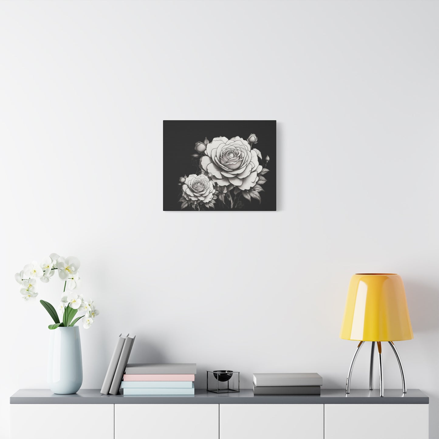 Monochrome Rose Canvas Print — Black & White Floral Wall Art
