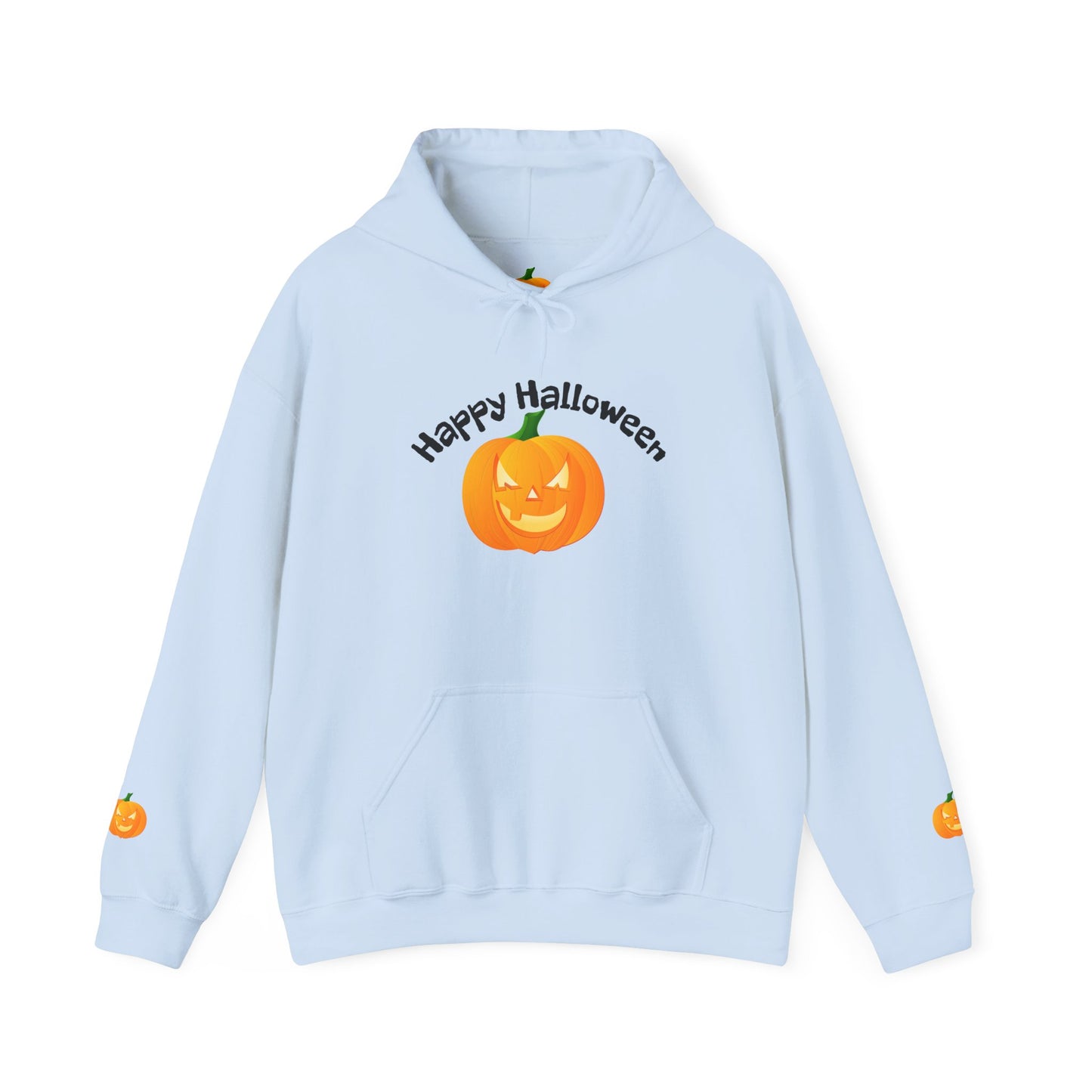 Halloween Pumpkin Hoodie with 'Happy Halloween' Design, Cozy Unisex Sweatshirt for Fall Celebrations, Perfect for Halloween Parties, [...]