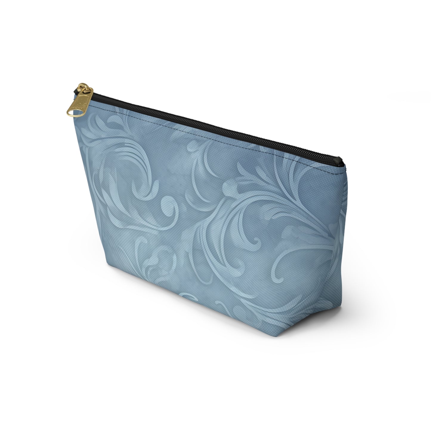 Blue Floral Swirl Accessory Pouch — T-Bottom Makeup & Travel Zip Bag