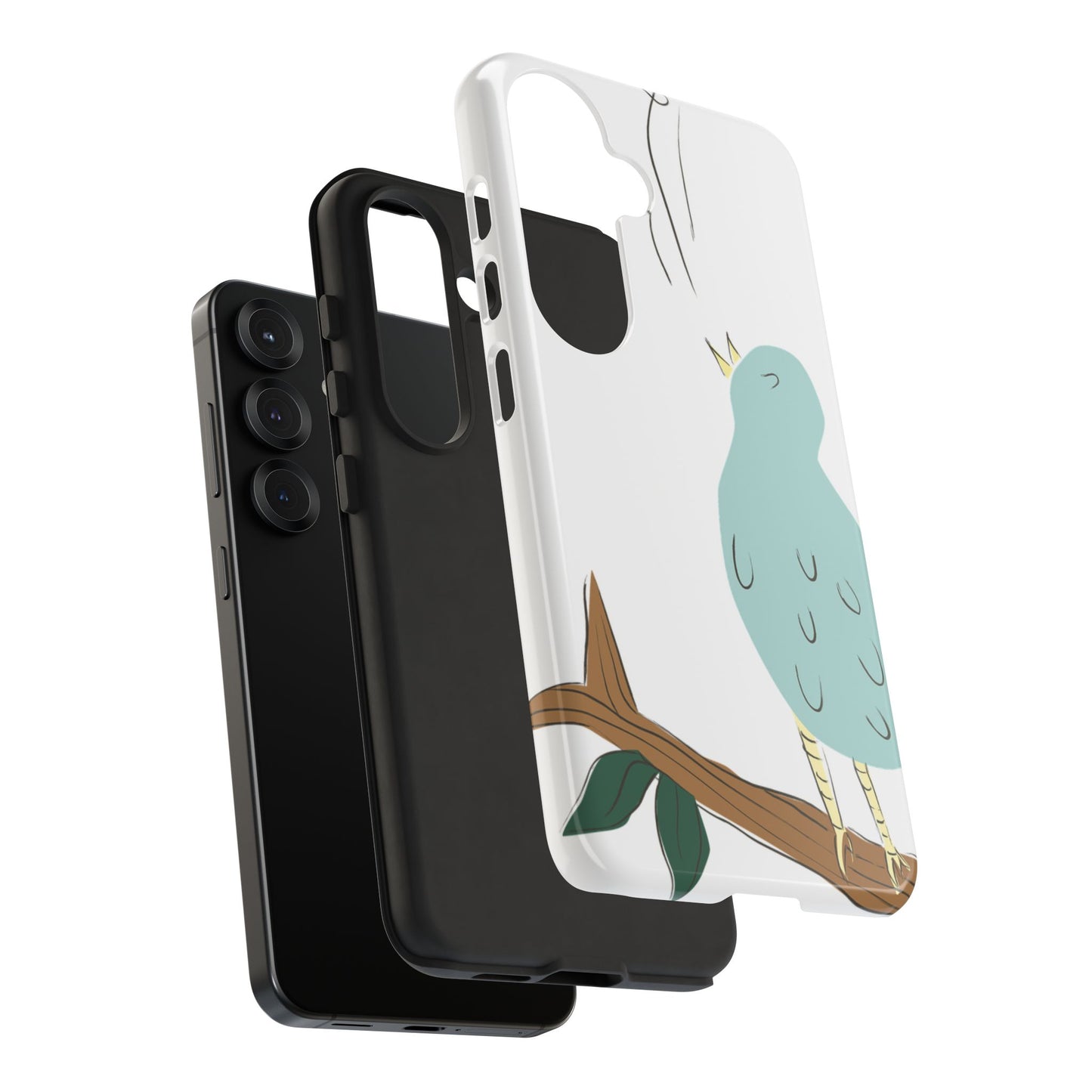Birdsong Phone Case — Cute Blue Bird on Branch Protective Case