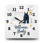 Cute Baby Welcome Acrylic Wall Clock, Nursery Decor, Baby Shower