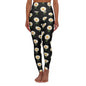Daisy Print High Waisted Yoga Leggings, Floral Activewear