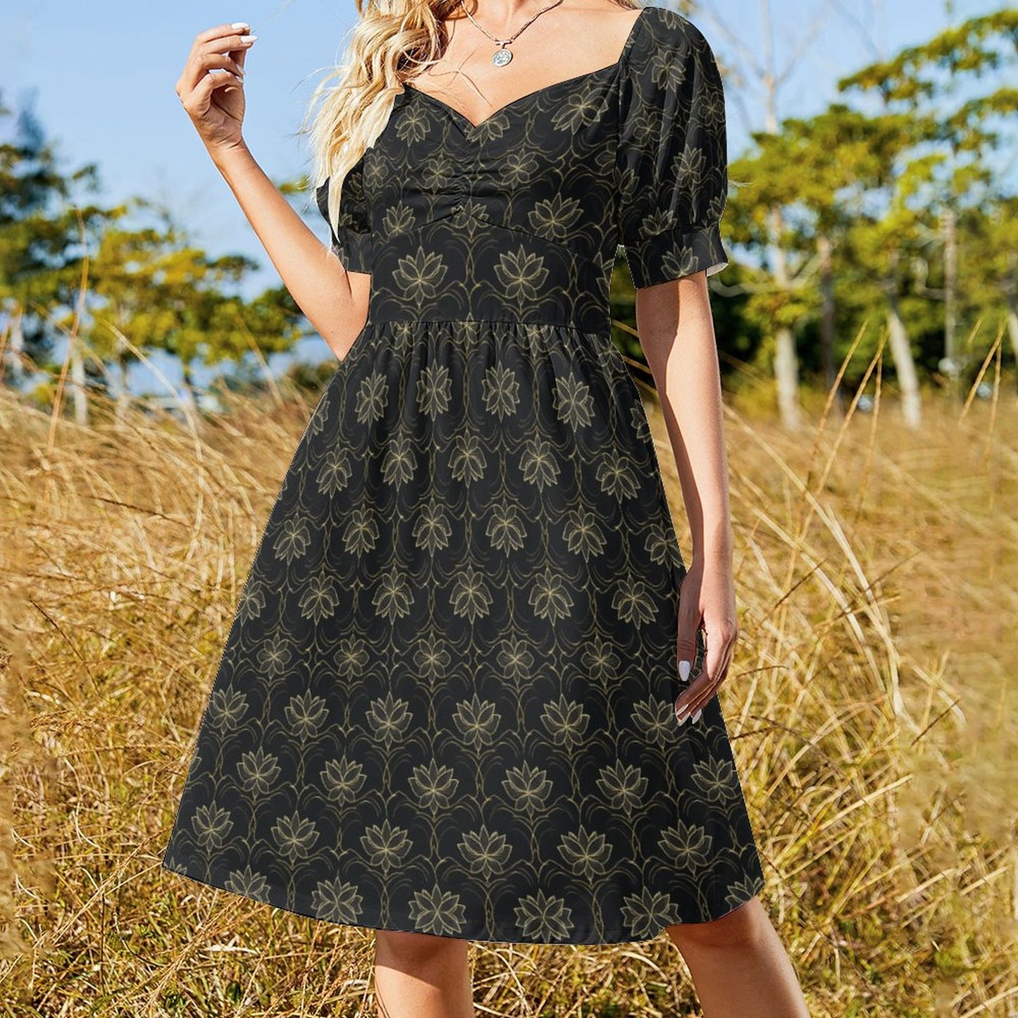 Short Sleeve V Neck Lovely Dress