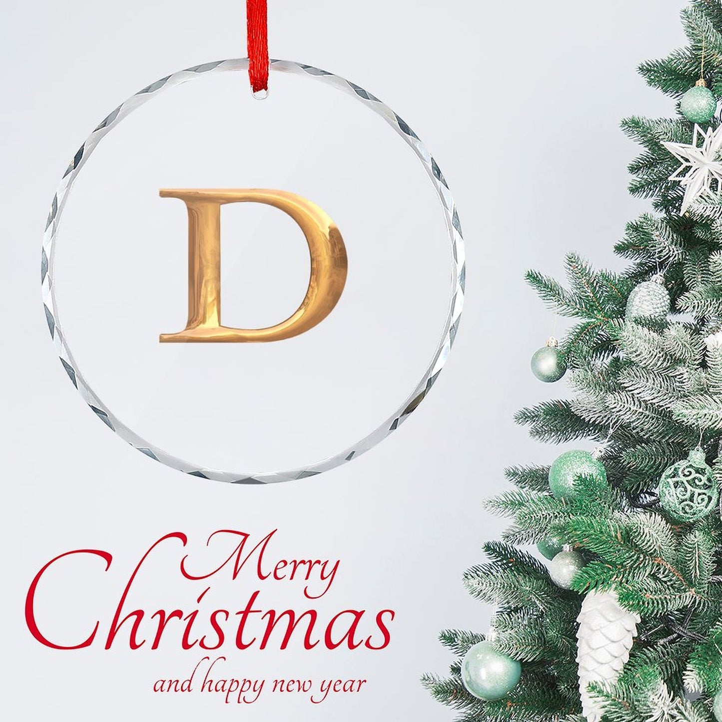 Glass Circular Ornament Pendant - Letter D