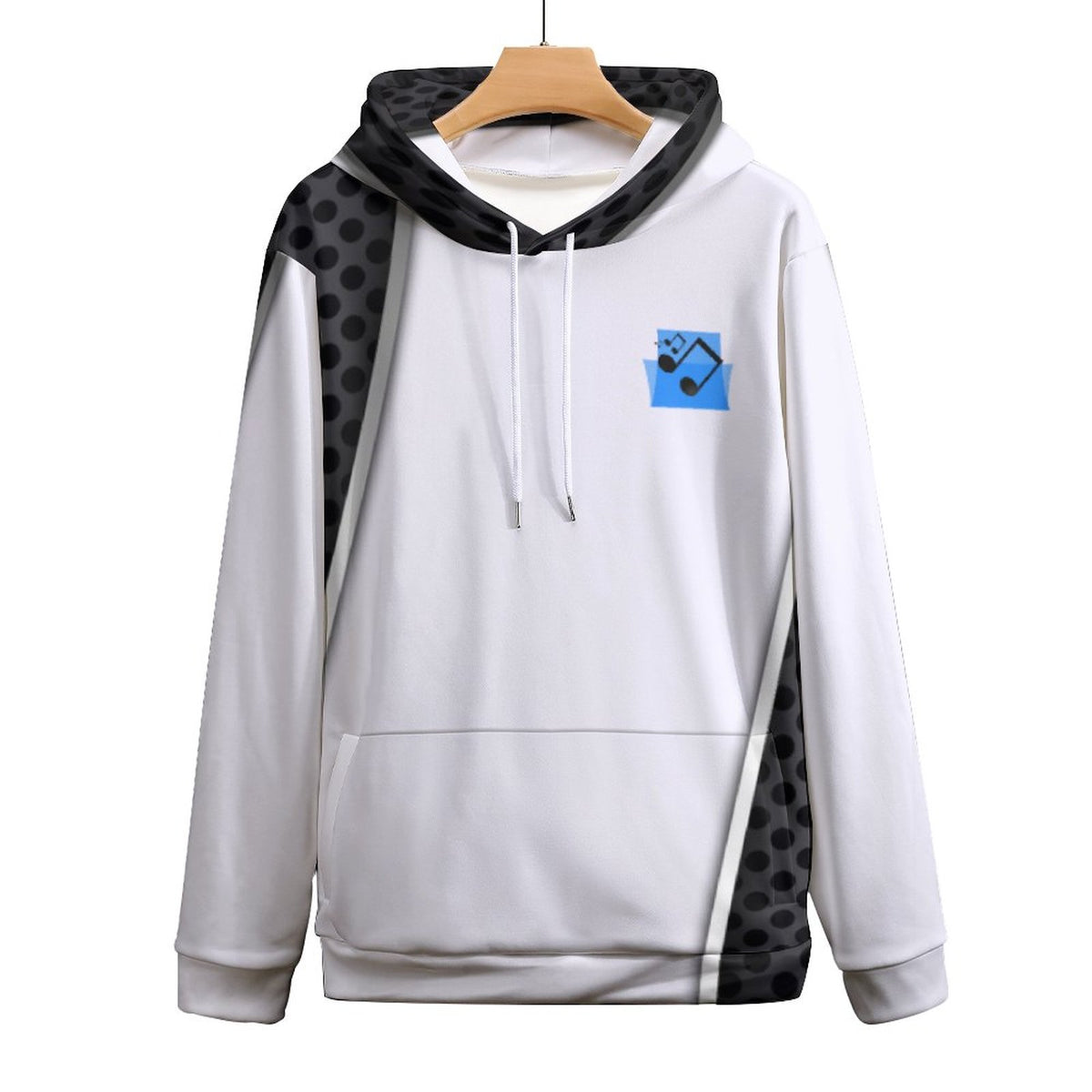 Men's Cool Hoodie with Double-layer Cap Black and  White