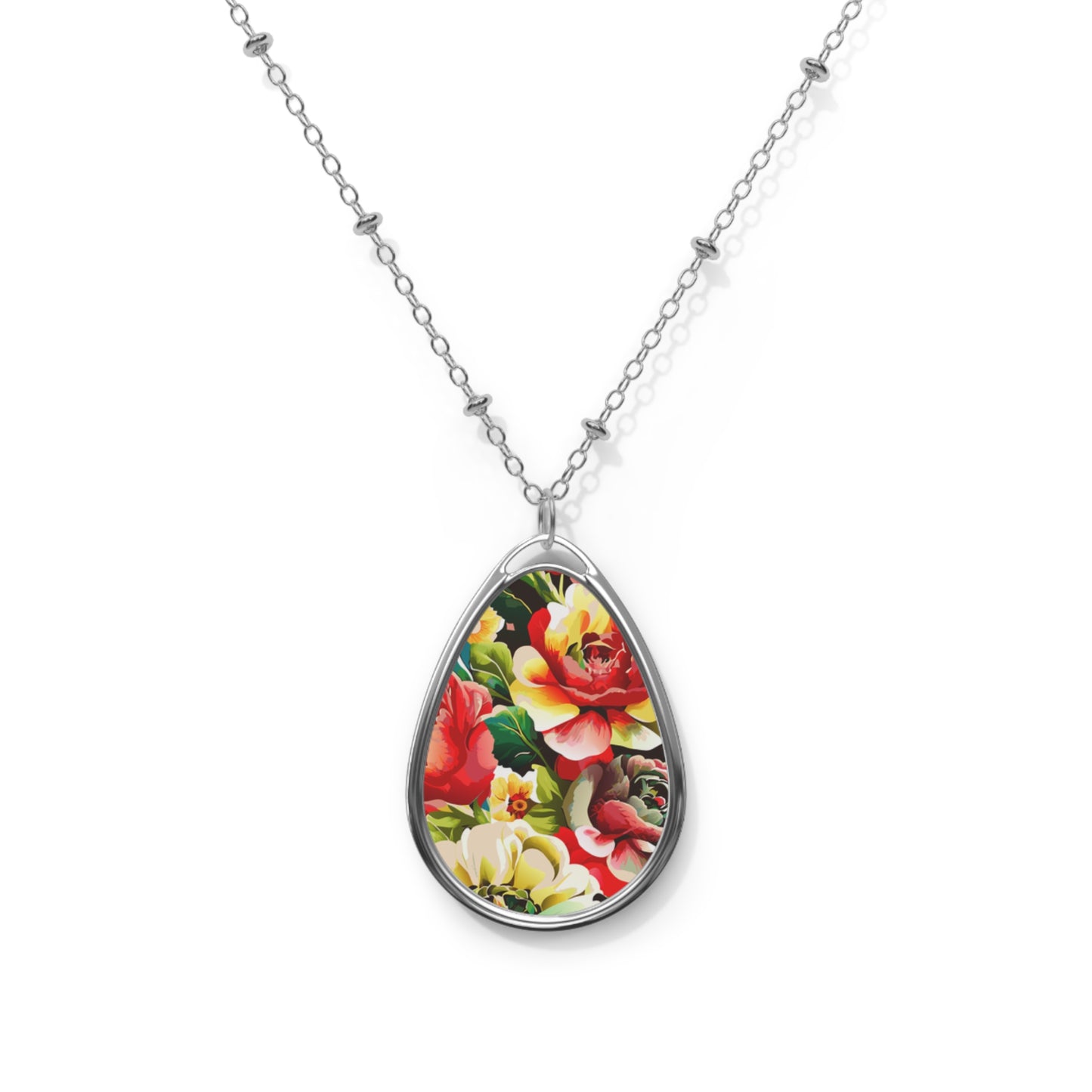 Floral Teardrop Necklace, Elegant Jewelry Gift, Vintage Style Pendant, Nature-Inspired Necklace, Boho Chic Accessory