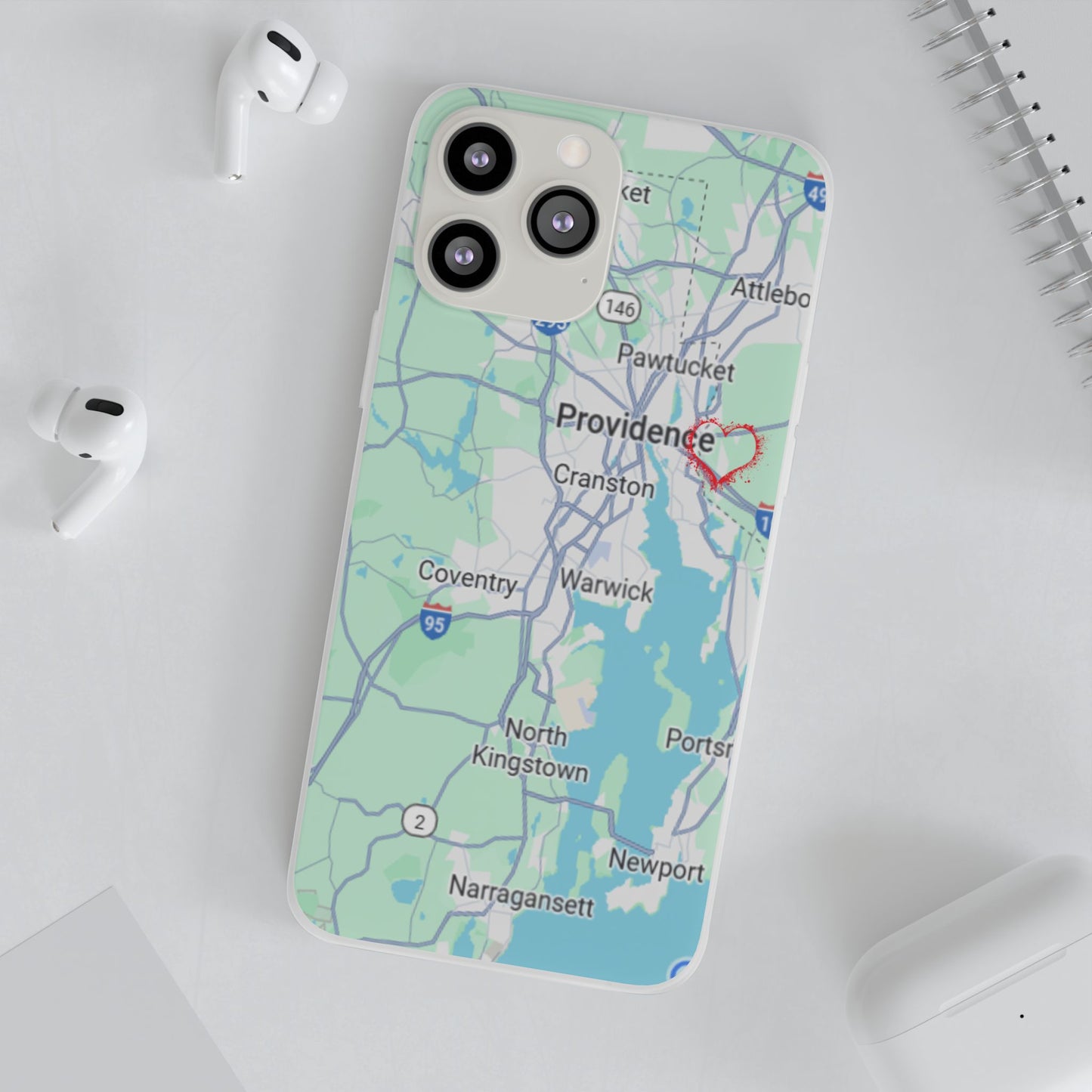 Providence Heart Map Phone Case - Custom Flexible Smartphone Protector, Gift for Her, Map Lover's Accessory, Personalized Case, Travel [...]