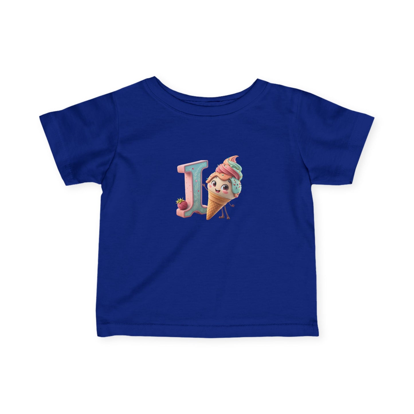 Cute Ice Cream Initial Infant Tee, Baby Shirt, Toddler Clothing, Summer Outfit, Personalized Gift, Kids Apparel