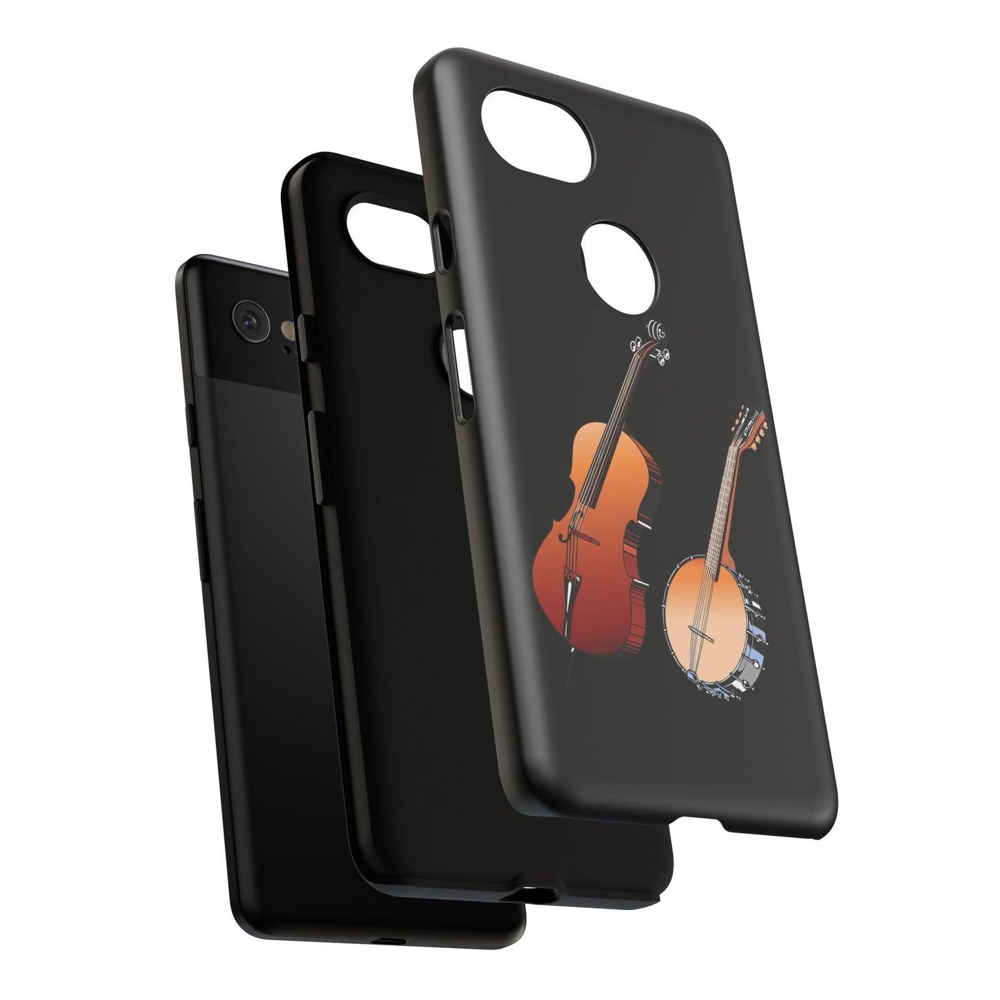 Musical Instrument Phone Case - Violin & Banjo Design, Music Lover Gift, Unique Phone Cover, Holiday Gift, Durable Tough Cases