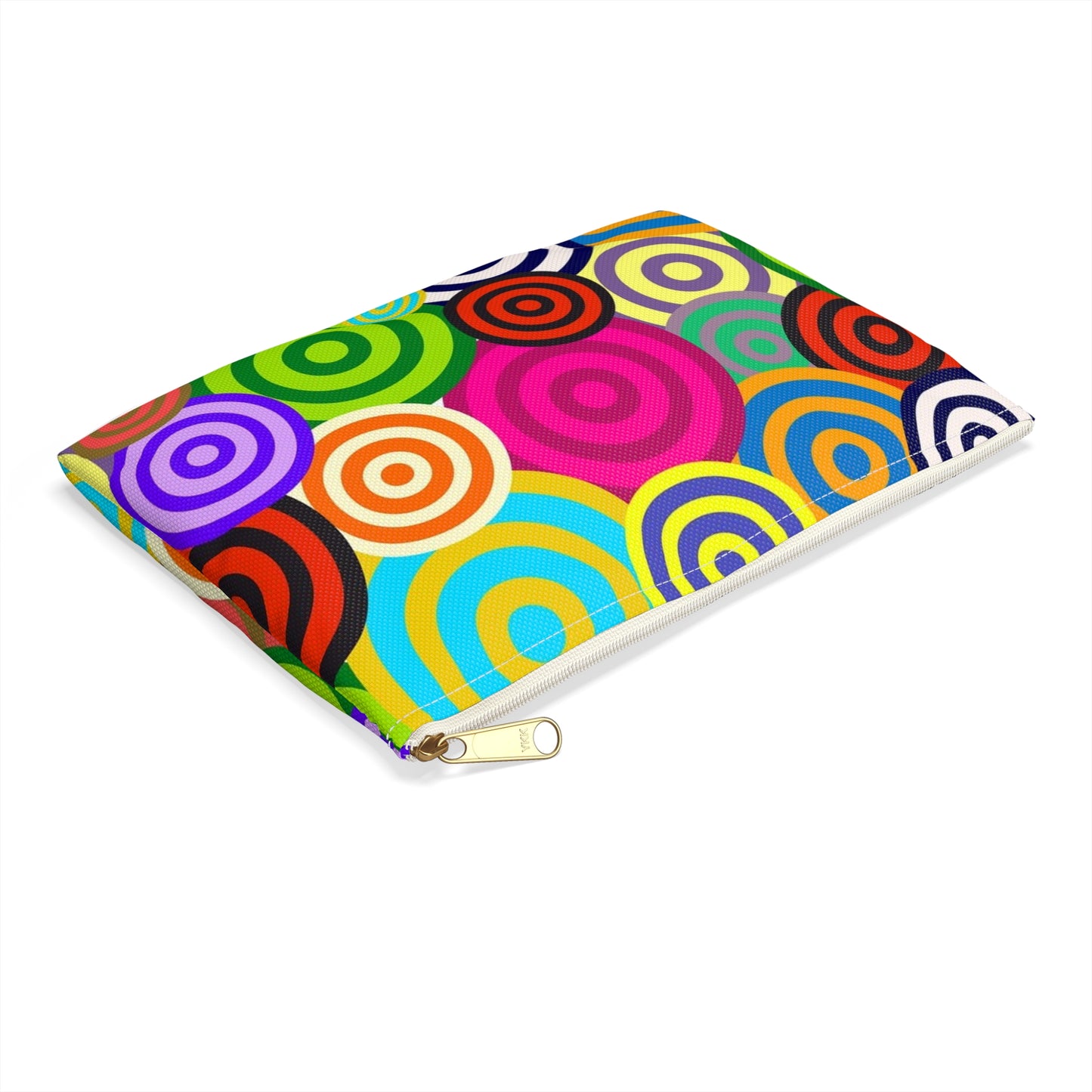 Colorful Circle Accessory Pouch, Fun Travel Organizer, Makeup Bag, Pencil Case, Gift for Her, Quirky Design