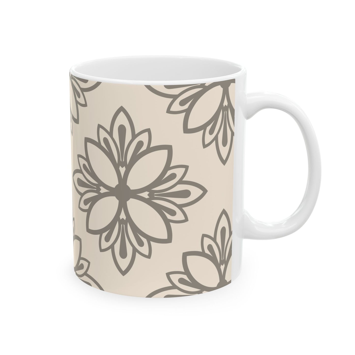 Boho Floral Ceramic Mug, Stylish Coffee Cup, Unique Gift for Her, Cozy Vibes, Home Decor, Tea Lovers, Kitchen Essential