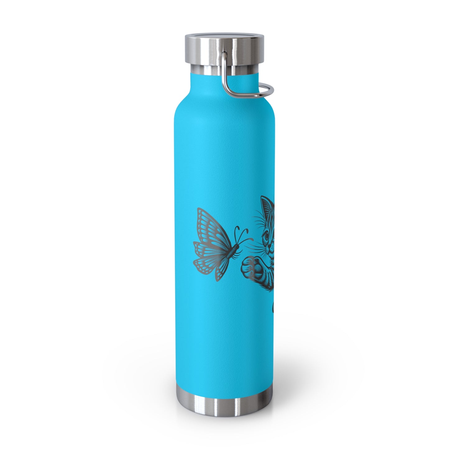 Cat and Butterfly Insulated Water Bottle, Cute Animal Flask, Travel Mug, Gift for Cat Lovers, Eco-Friendly Beverage Container