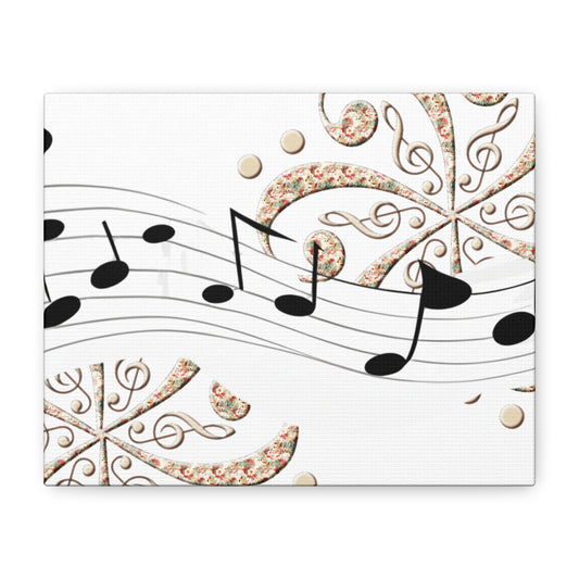 Musical Note Canvas Art, Floral Decor for Home, Music Lover Gift, Wall Art for Musicians, Unique Gift Idea