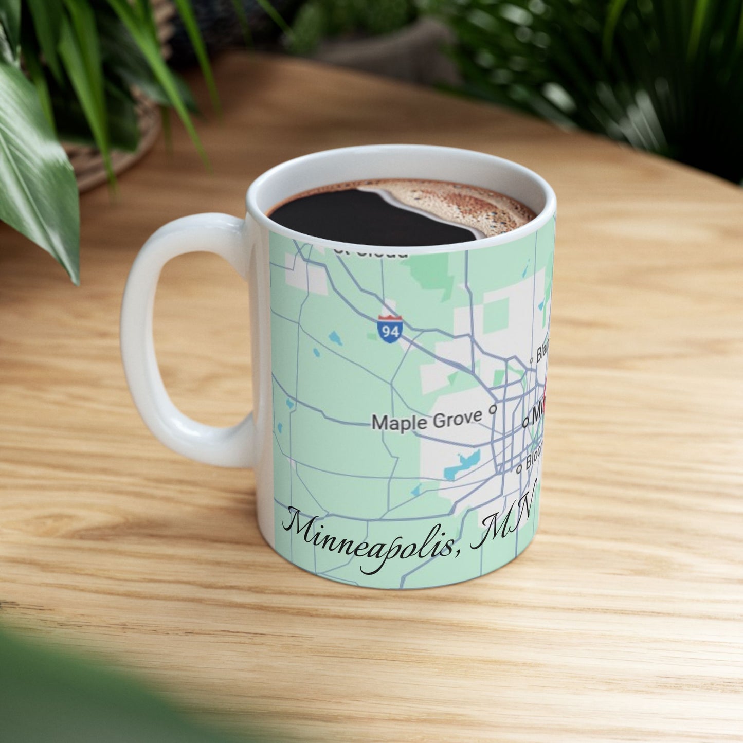 Personalized Map Mug, Custom Map Coffee Cup, Unique Gift for Travelers, Home Decor, Anniversary Present, Heart in Minneapolis