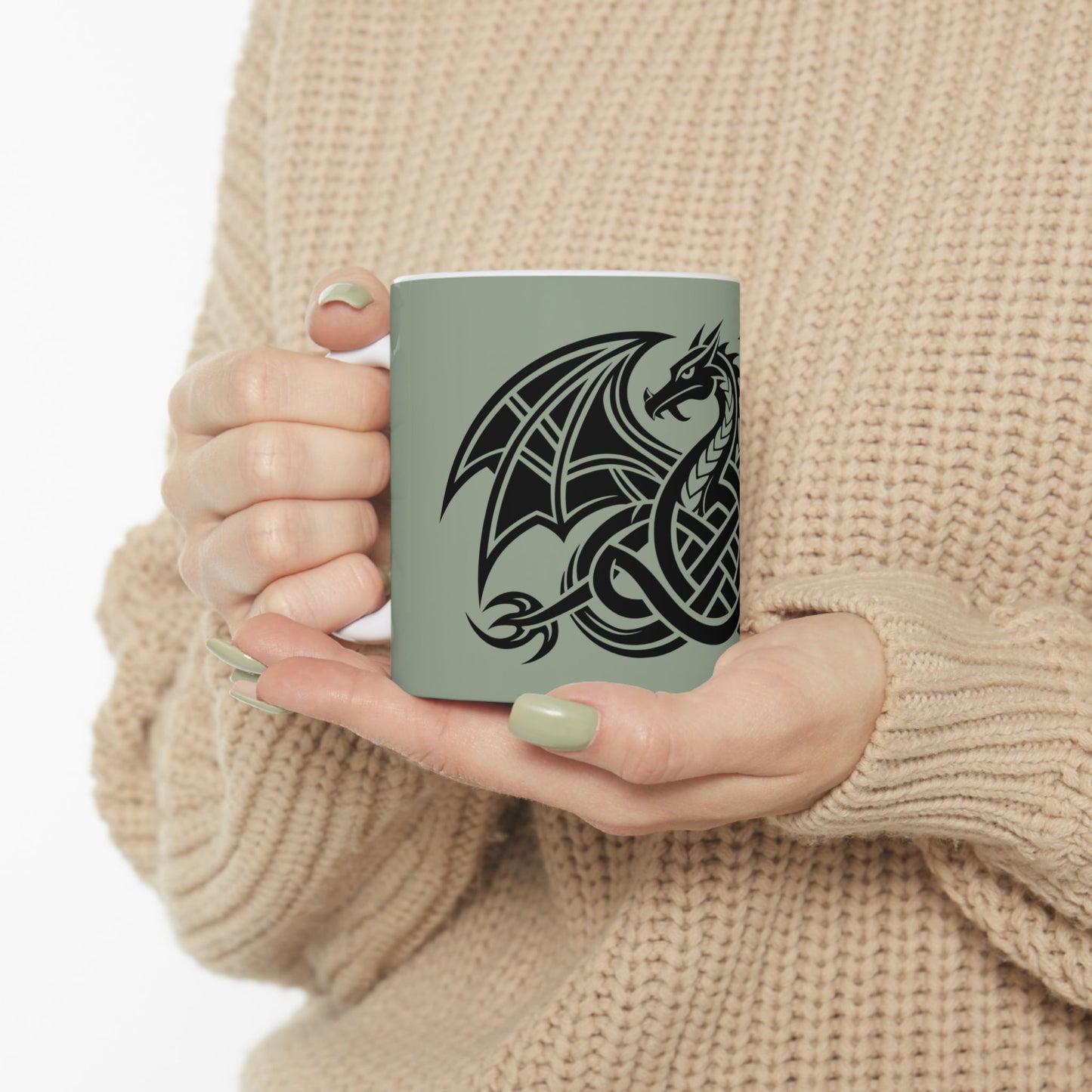Celtic Dragon Ceramic Mug | 11oz & 15oz | Unique Gift for Dragon Lovers | Perfect for Coffee or Tea, Mythology Enthusiasts, Home Decor