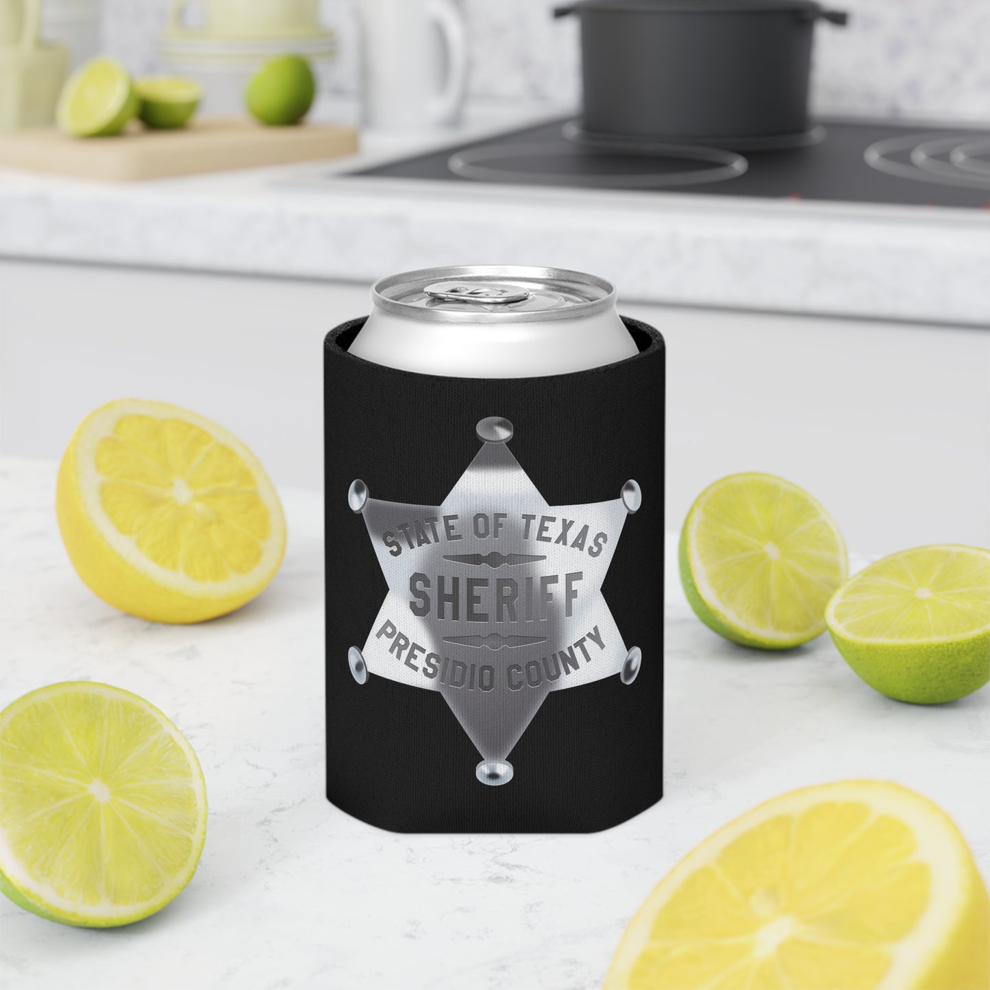 Sheriff Badge Can Cooler, Texas Sheriff Cooler, BBQ Coolers, Party Drink Holder, Outdoor Event Gifts, Custom Koozie