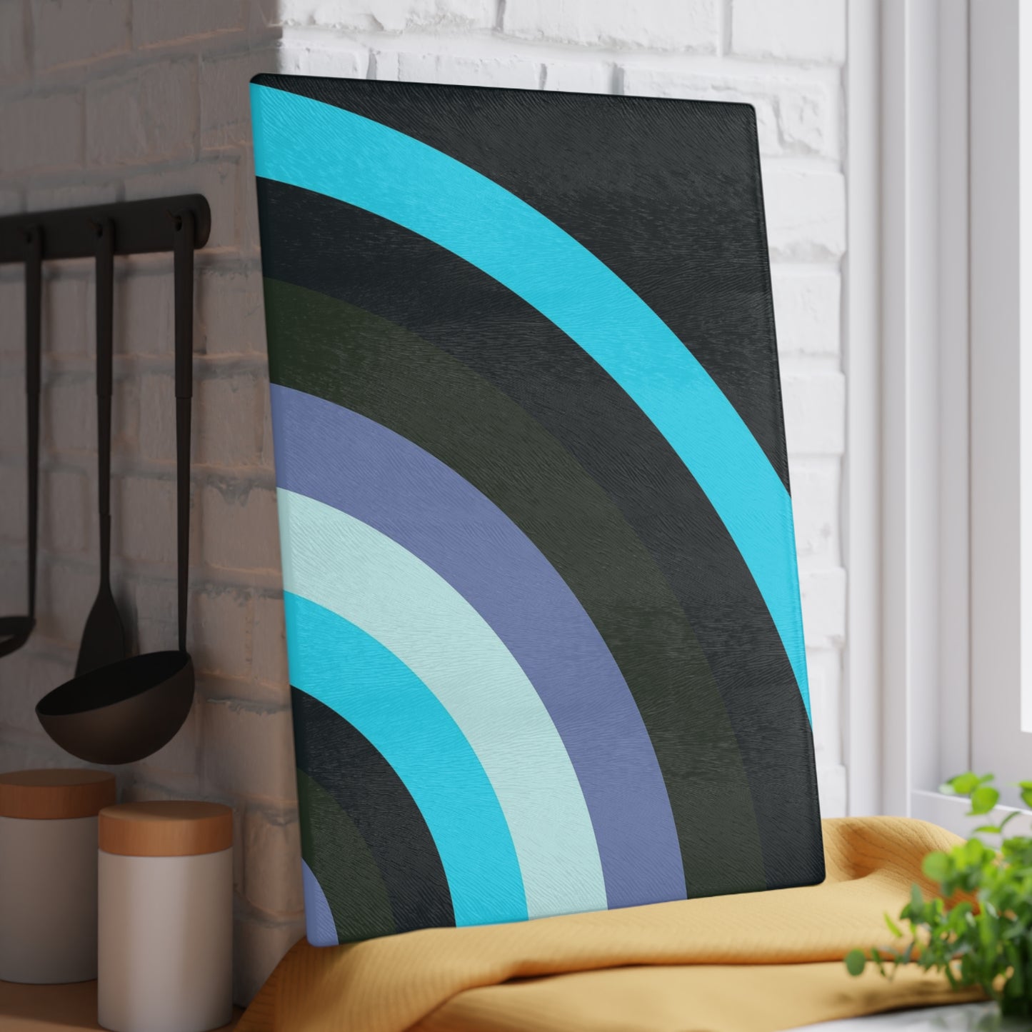 Modern Glass Cutting Board with Cool Geometric Design, Kitchen Decor, Unique Gift, Charcuterie Board, Home and Living