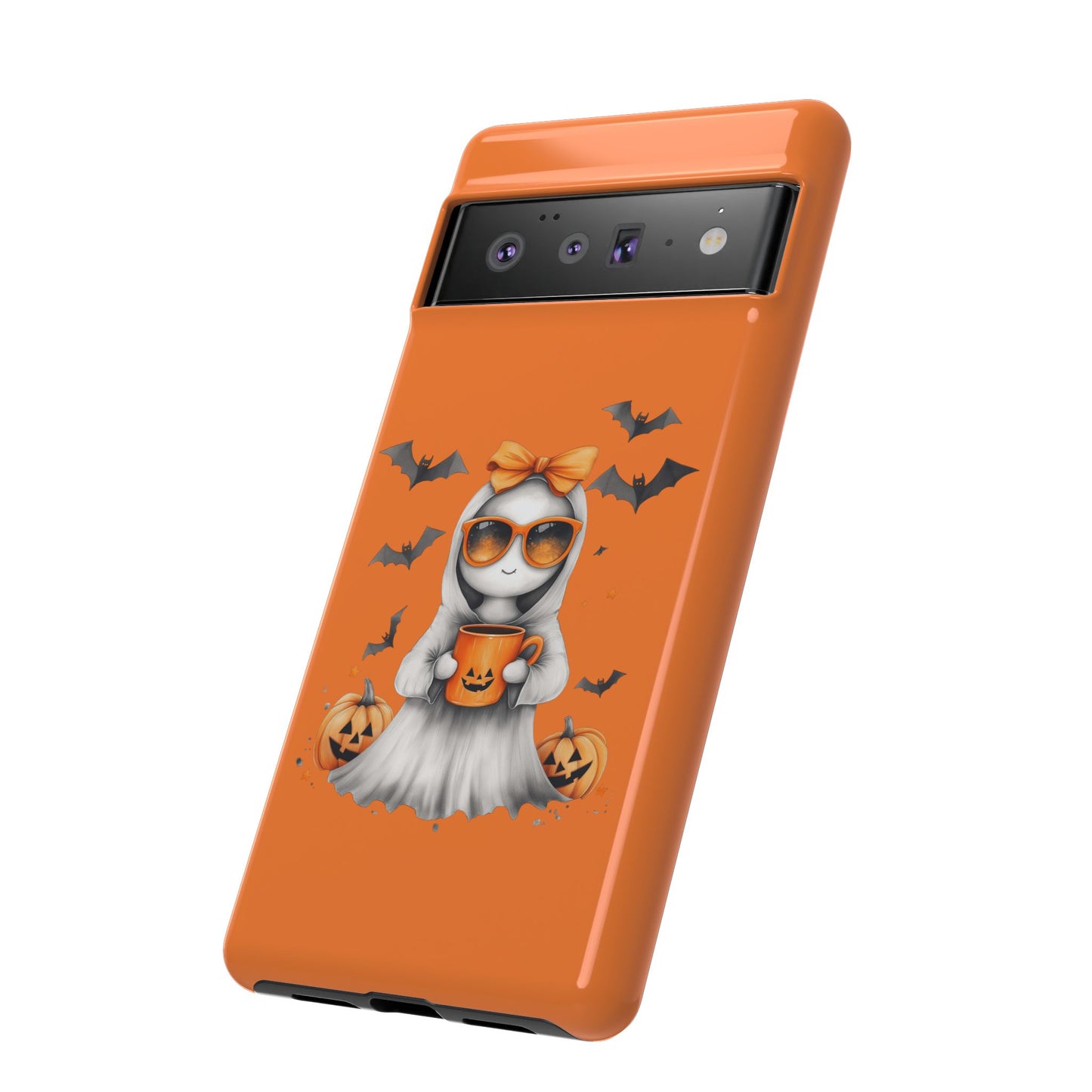 Halloween Ghost Phone Case, Cute Cat Ghost Case, Autumn Phone Cover, Spooky Season Gift, Trick or Treat Case