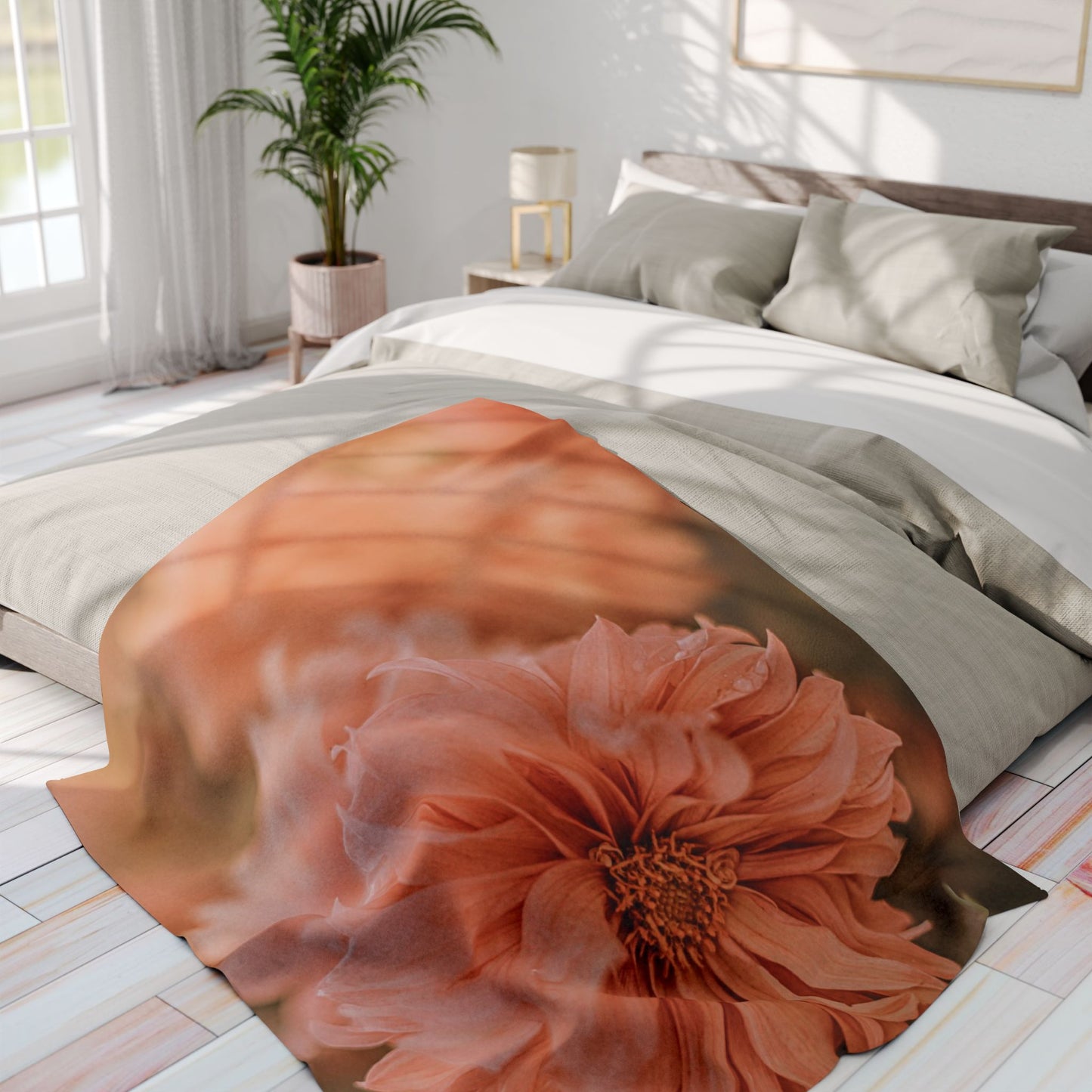 Cozy Floral Fleece Blanket | Soft Throw Blanket for Home, Boho Decor, Gift for Her, Wedding Blanket, Boudoir Accessory