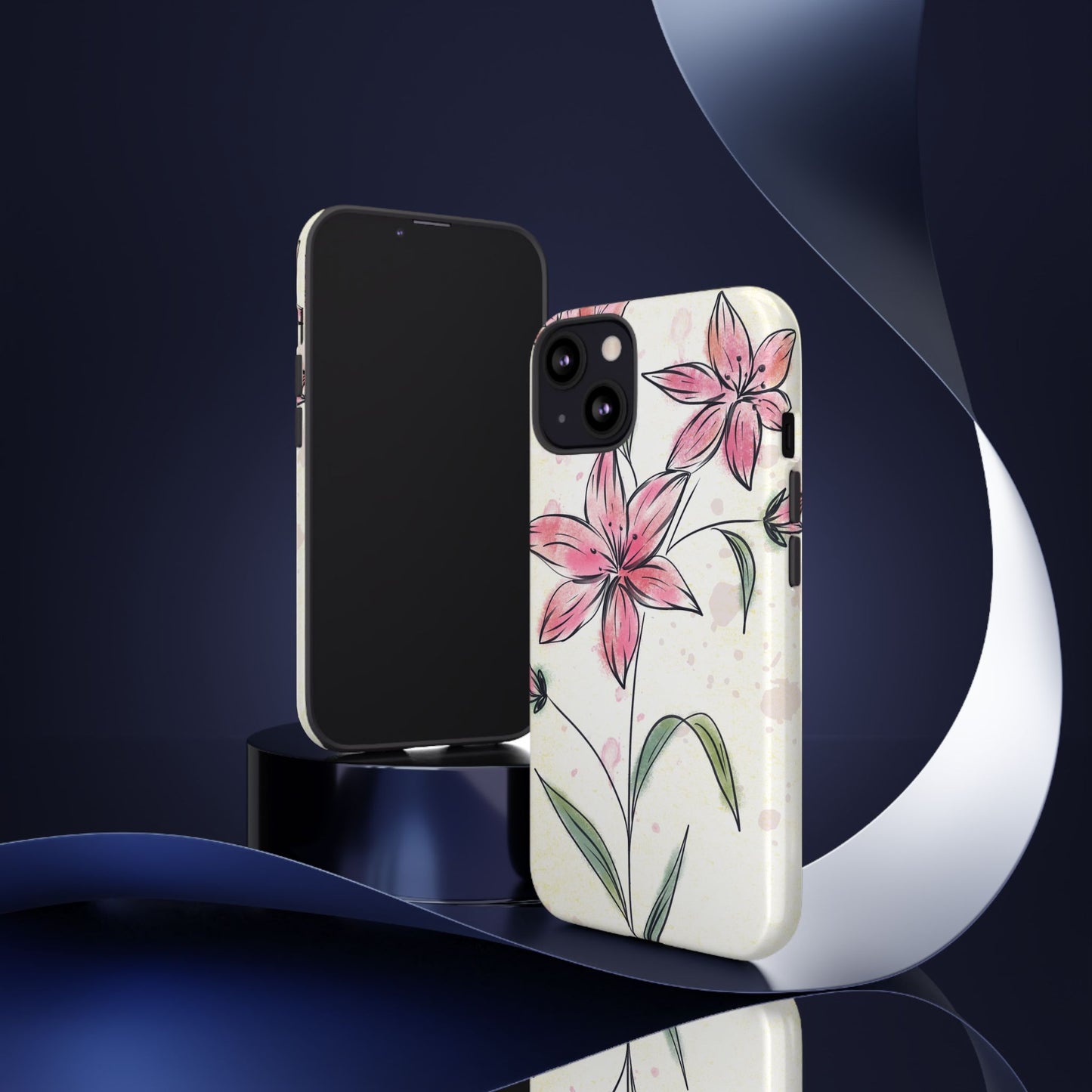 Floral Phone Case with Elegant Pink Lilies, Cute Floral Accessories, Phone Protection, Gift for Her, Stylish Cell Phone Cover