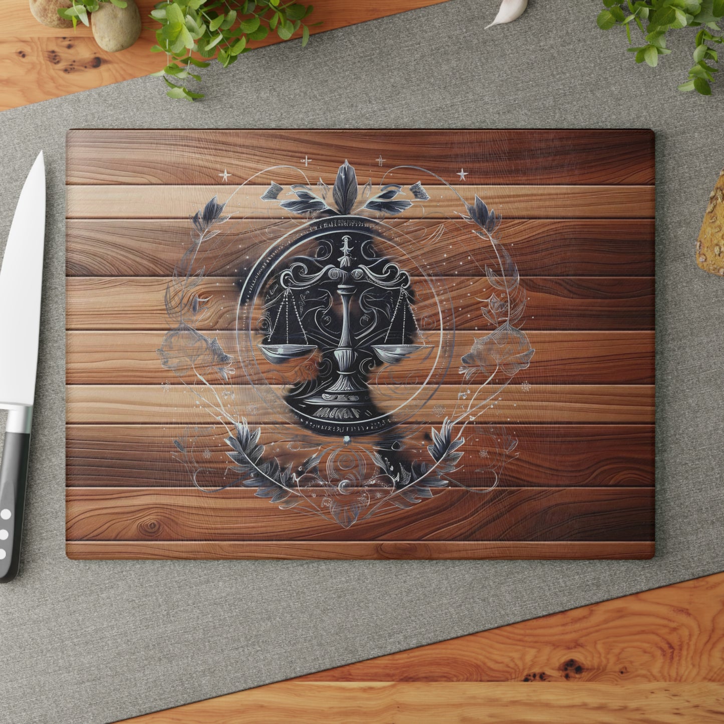 Elegant Law Theme Glass Cutting Board - Perfect for Gifts, Home Decor, Kitchenware, Legal Professionals, Housewarming
