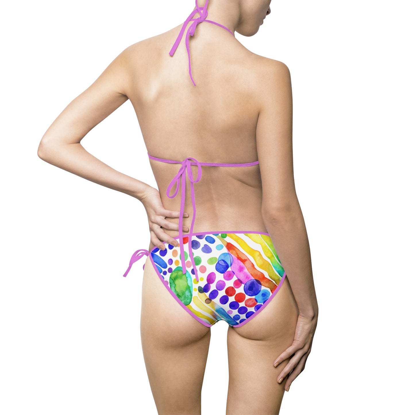 Vibrant Women's Bikini Swimsuit, Colorful Beachwear, Summer Pool Party, Vacation Swimwear, Fun Print Swim Set, Holiday Swimwear