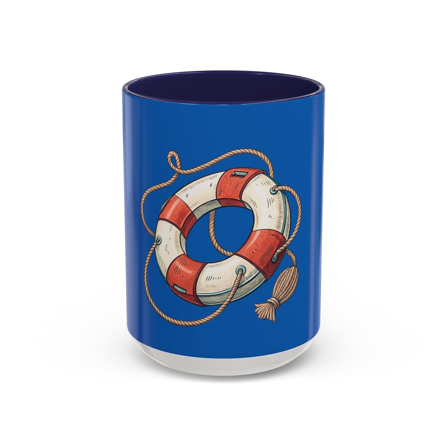 Lifesaver Accent Coffee Mug - Nautical Gift, Beach Decor, Sailor's Coffee Cup, Ocean Lover Mug, Summer Vibes