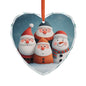 Heart Crystal Ornament — Cute Santa & Snowman Family Christmas Decoration