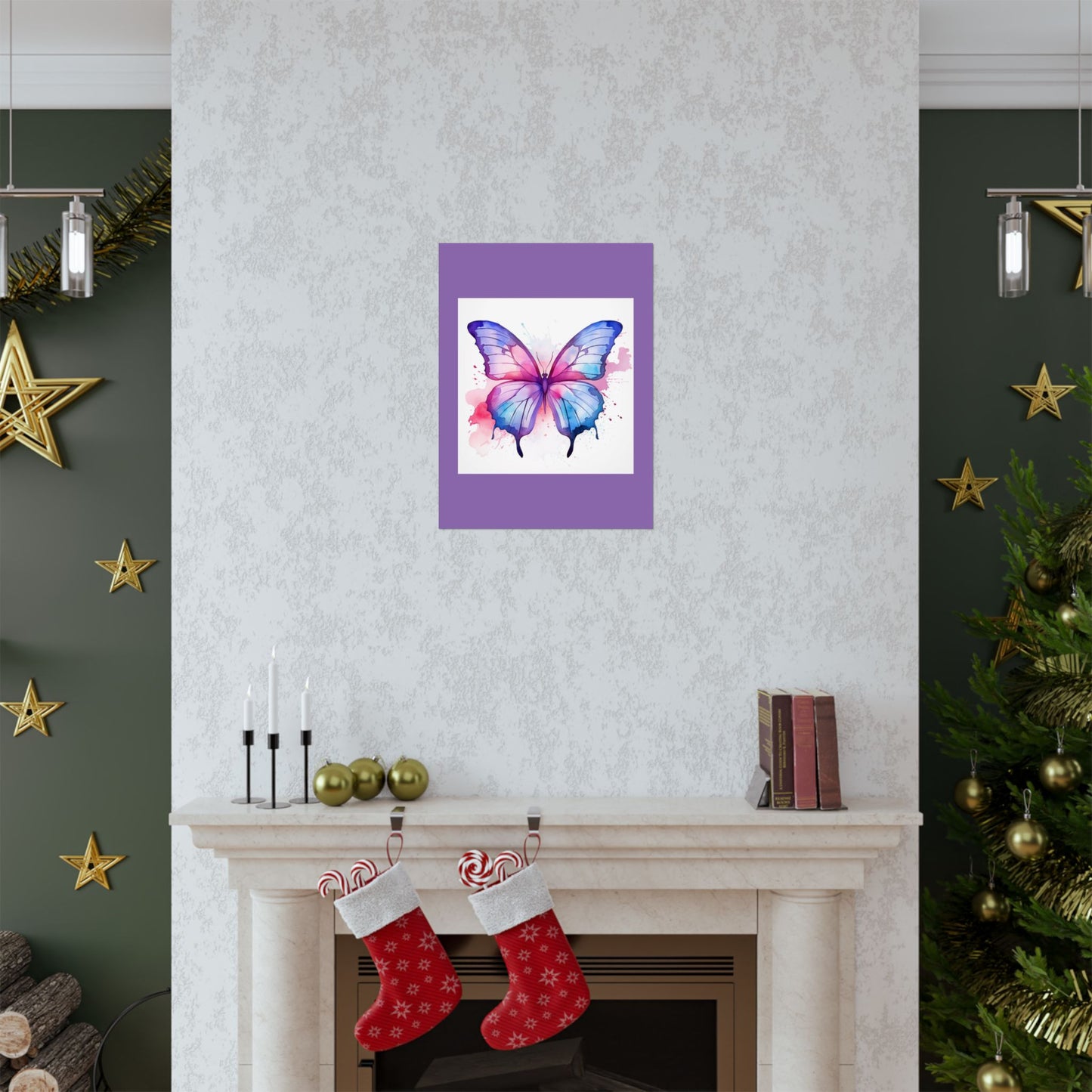 Butterfly Watercolor Matte Poster — Purple Vertical Art Print