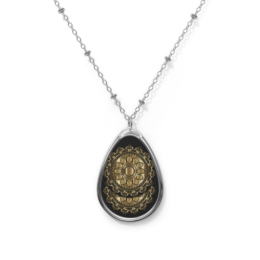 Bohemian Oval Necklace, Mindfulness Jewelry, Gift for Her, Spiritual Pendant