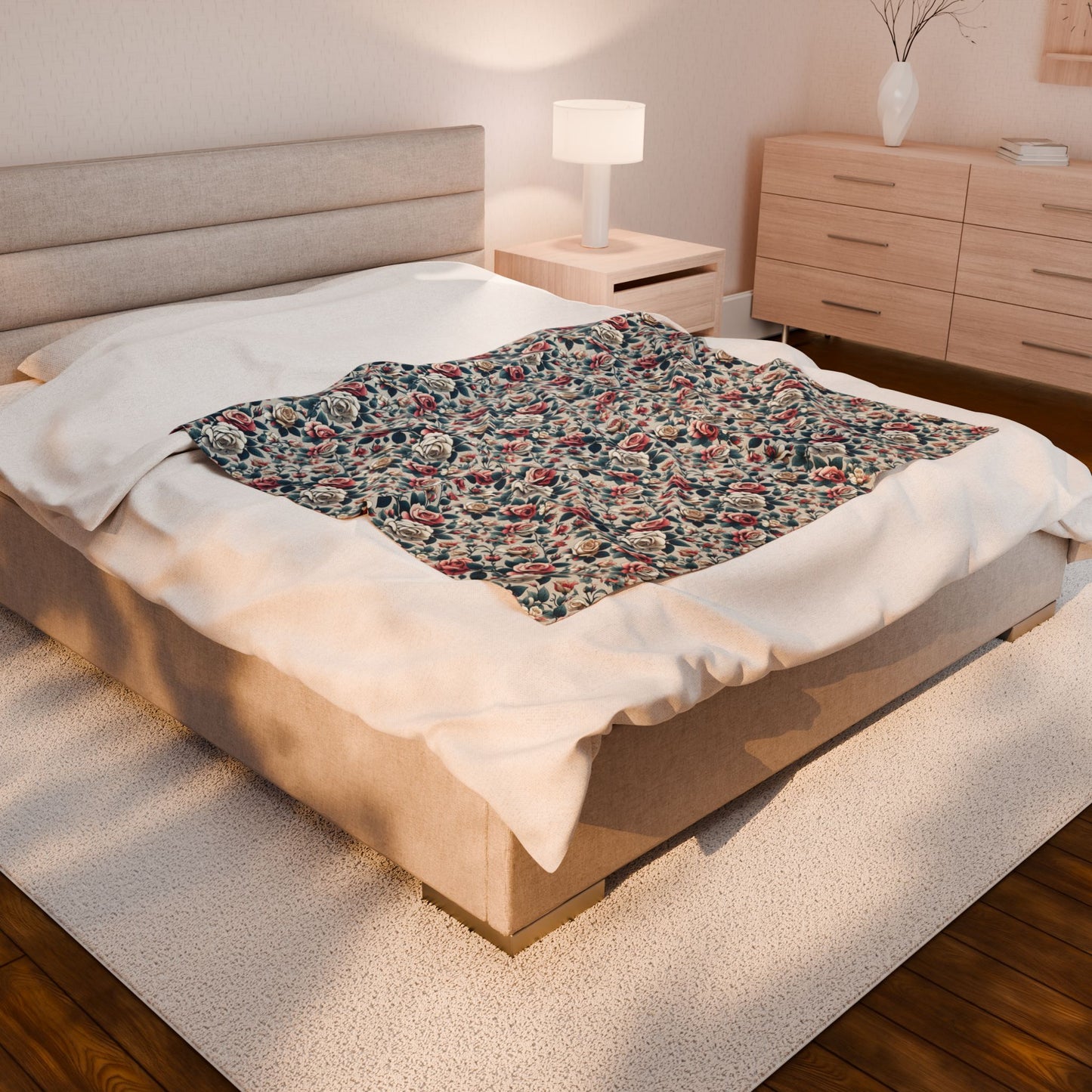 Cozy Floral Velveteen Blanket, Warm Throw for Home Decor, Perfect for Relaxation, Gift for Her, Spring Decor