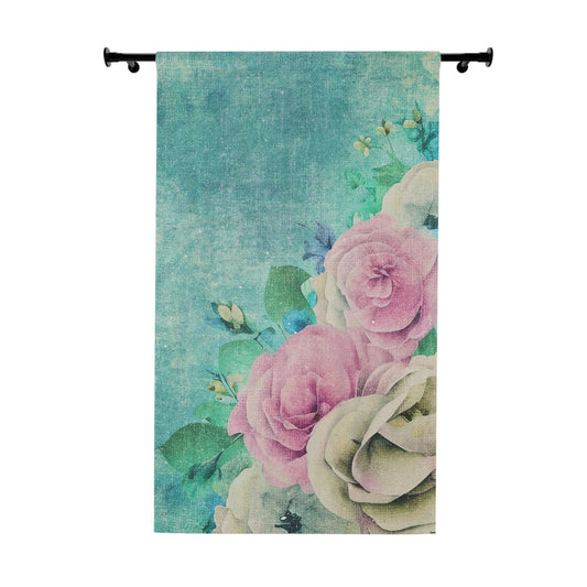 Floral Window Curtain - Vintage Garden Design, Light Filtering Drapes, Home Decor, Living Room Accessories, Boho Style Curtains