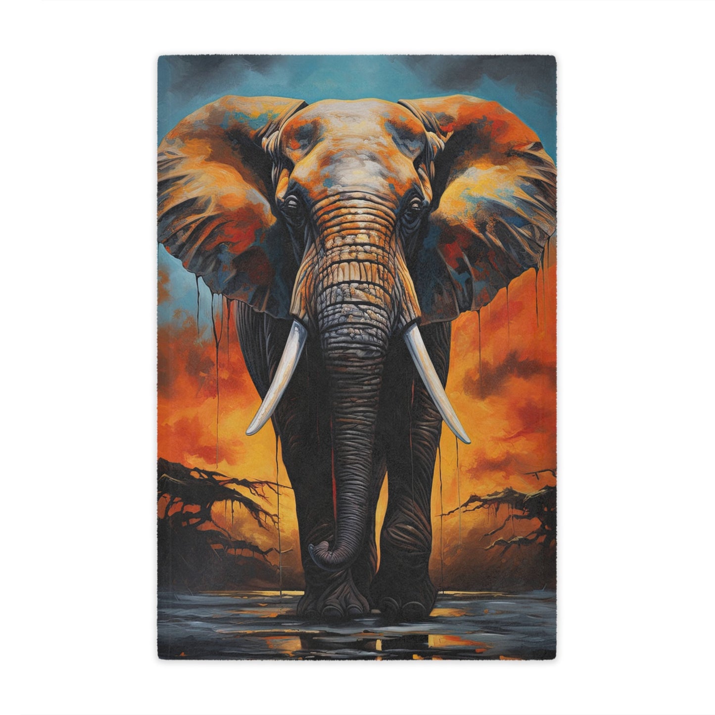 Elephant Sunset Minky Blanket — Soft Wildlife Throw for Home, Cozy Safari Décor