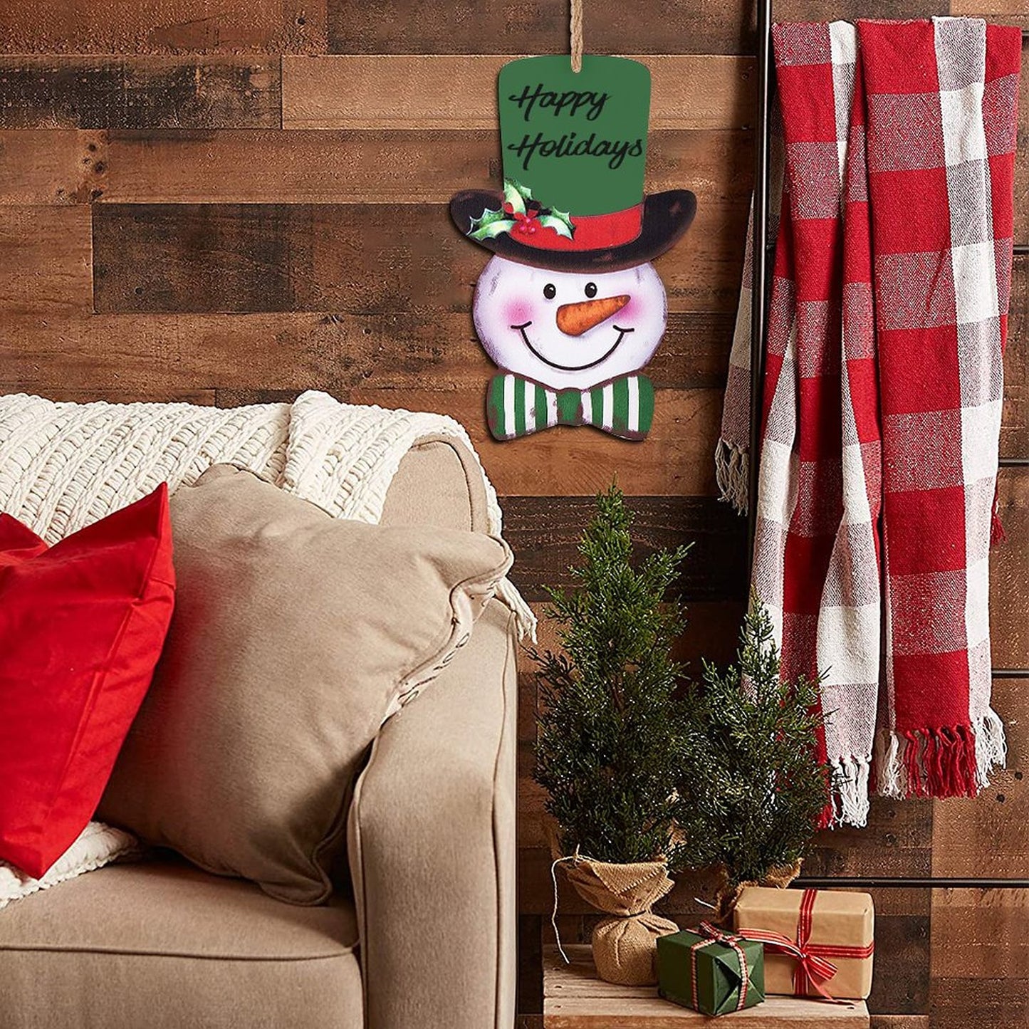 Wooden Christmas Snowman Ornament