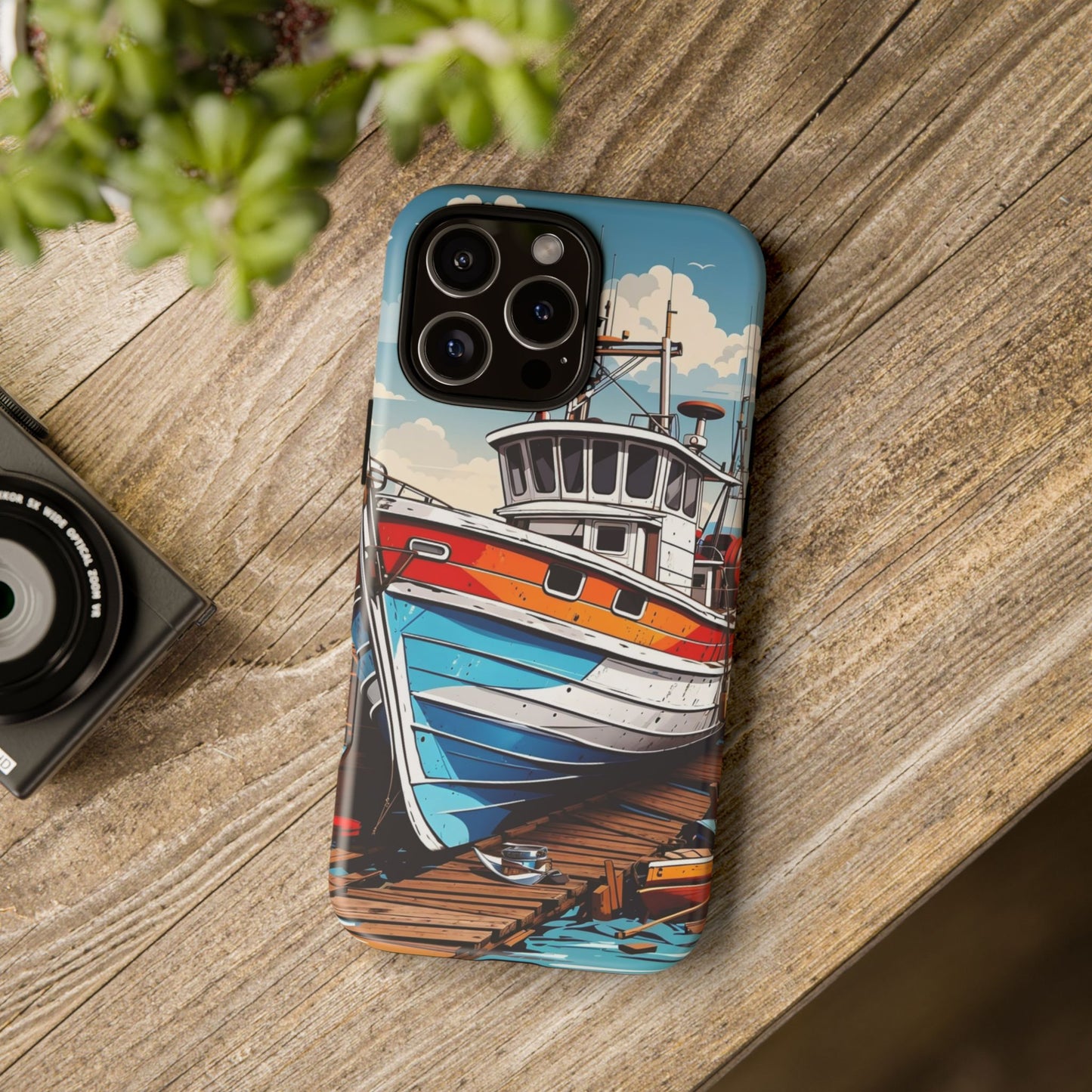Colorful Fishing Boat Phone Case | Nautical Gift, Marine Design, Coastal Aesthetic, Summer Vibes, Sea Lover's Accessory