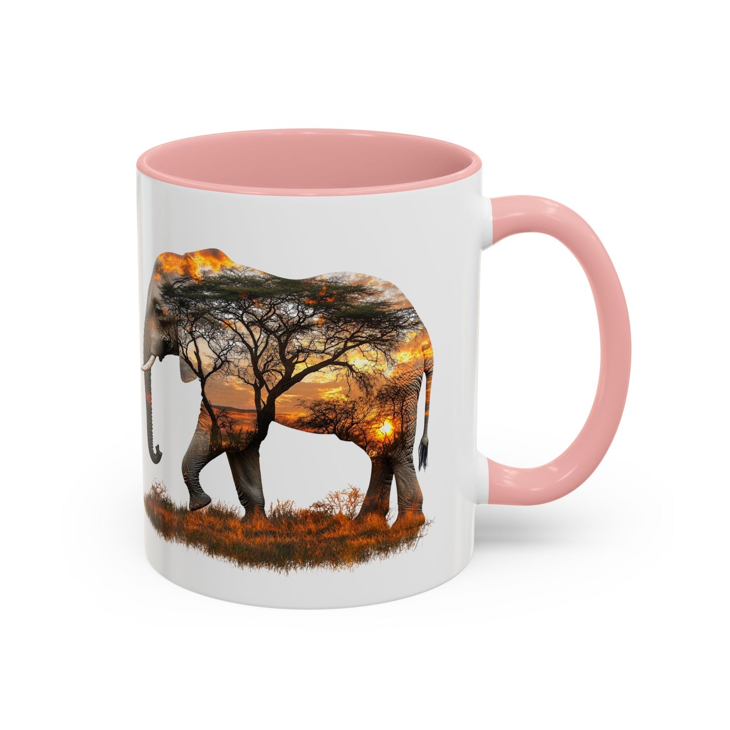 Elegant Elephant Accent Coffee Mug - Nature Lover Gift, Animal Lover Mug, Unique Home Decor, Wildlife Conservation, Travel Mug