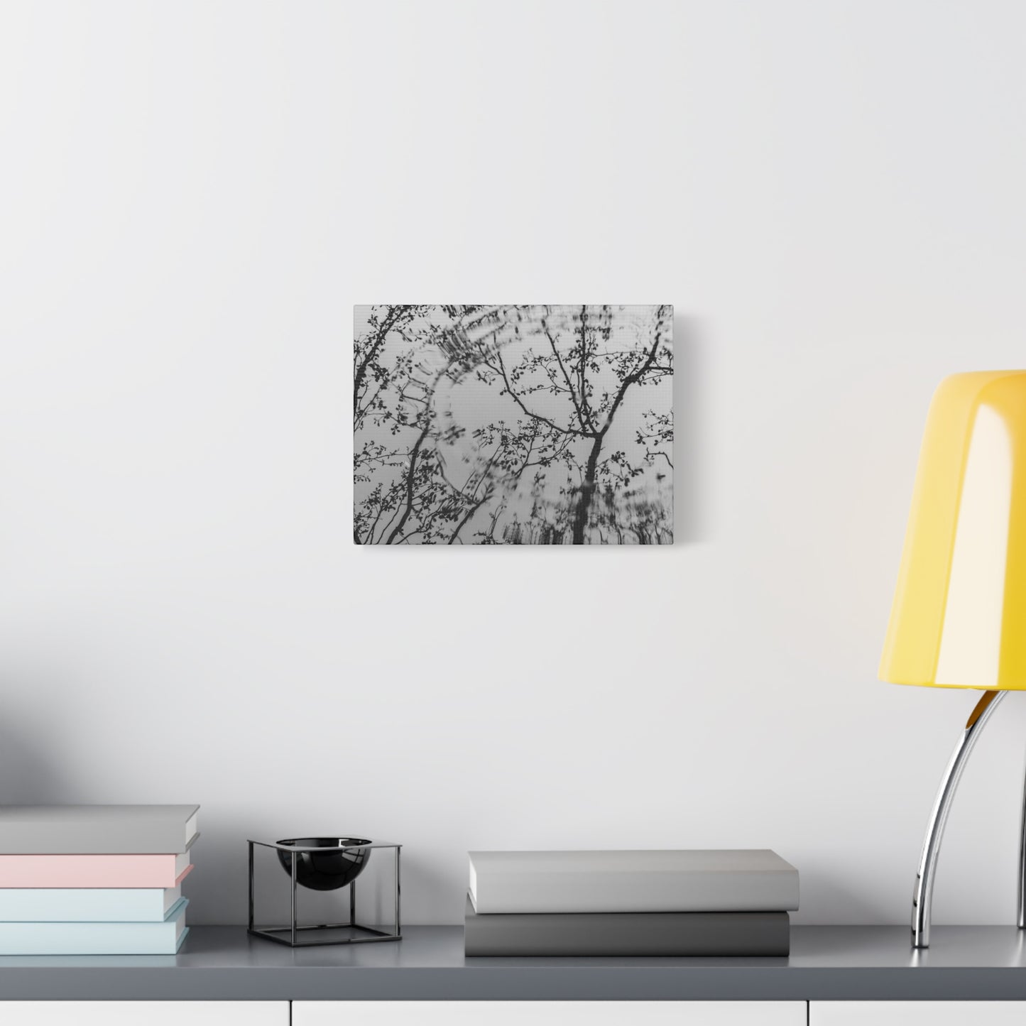 Canvas Wall Art — Monochrome Blurred Ferris Wheel with Tree Silhouettes