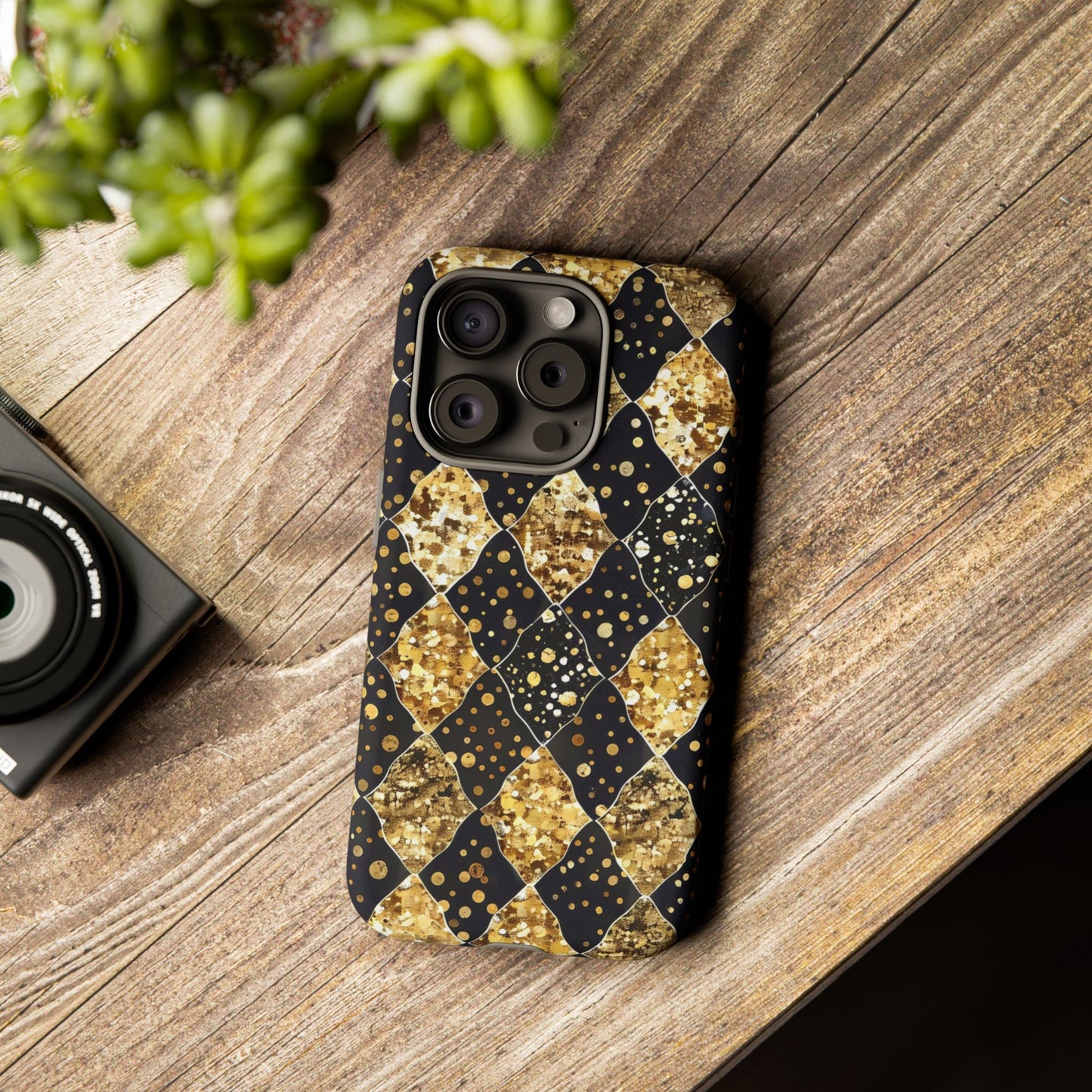 Elegant Gold & Black Phone Case for Tough Protection