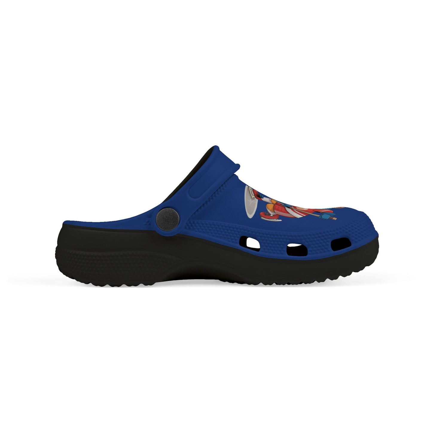 Kids Hockey Bear EVA Foam Clogs — Blue All-Over-Print Slip-On Shoes