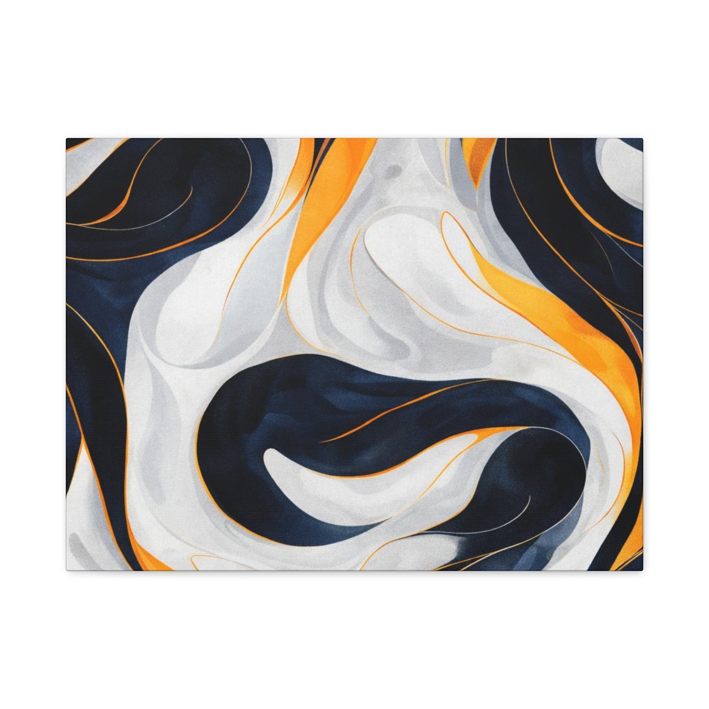 Abstract Navy & Gold Swirl Matte Canvas Wall Art