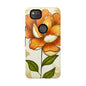 Floral Phone Case with Orange Flower Design, Tough Phone Cover, Floral Gift, Stylish Tech Accessory, Nature Lovers, Spring Vibes