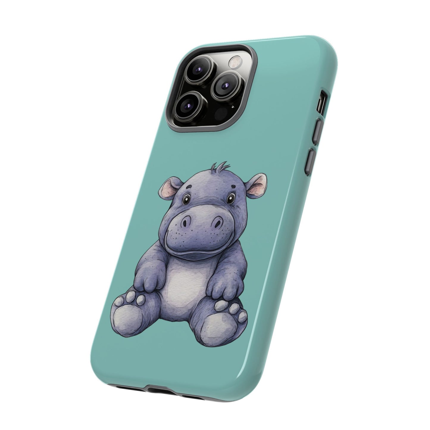 Cute Hippo Phone Case, Tough Phone Cover, Fun Animal Case, Gift for Kids, Cute Decor, Birthday Present